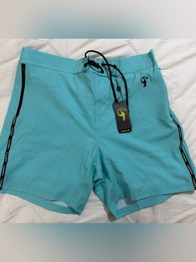 NWT Tucann Aqua Blue Swim Trunks 5” XXL